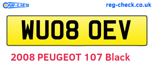 WU08OEV are the vehicle registration plates.