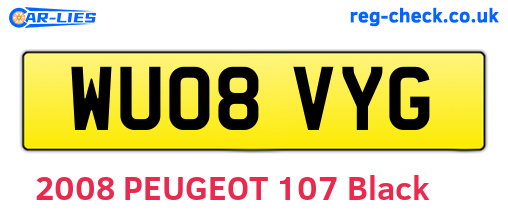WU08VYG are the vehicle registration plates.