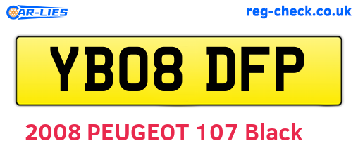 YB08DFP are the vehicle registration plates.