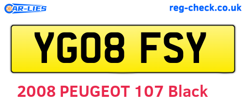 YG08FSY are the vehicle registration plates.