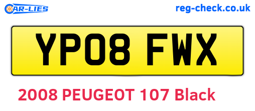 YP08FWX are the vehicle registration plates.