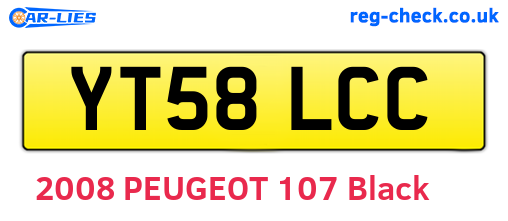 YT58LCC are the vehicle registration plates.