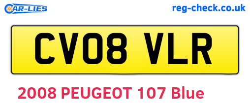 CV08VLR are the vehicle registration plates.