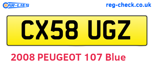 CX58UGZ are the vehicle registration plates.