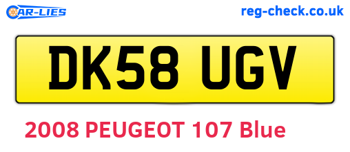 DK58UGV are the vehicle registration plates.