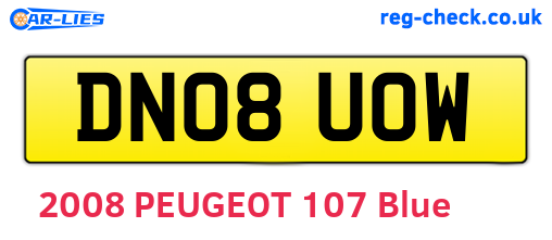 DN08UOW are the vehicle registration plates.