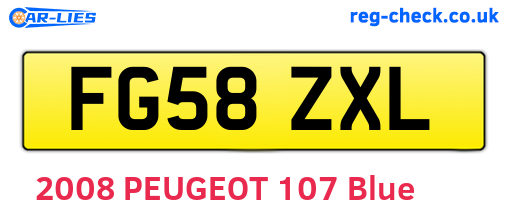FG58ZXL are the vehicle registration plates.