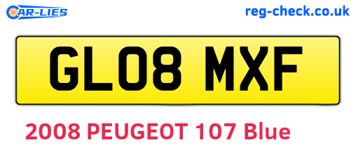 GL08MXF are the vehicle registration plates.