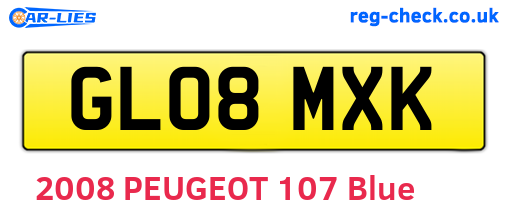GL08MXK are the vehicle registration plates.