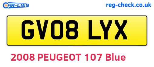 GV08LYX are the vehicle registration plates.