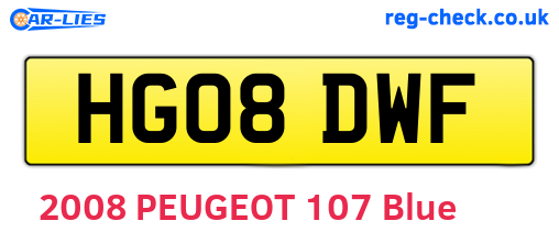 HG08DWF are the vehicle registration plates.