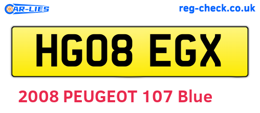 HG08EGX are the vehicle registration plates.