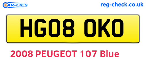 HG08OKO are the vehicle registration plates.