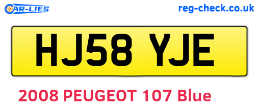 HJ58YJE are the vehicle registration plates.