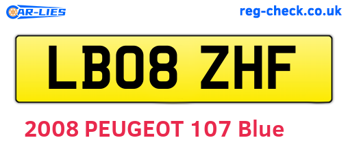 LB08ZHF are the vehicle registration plates.