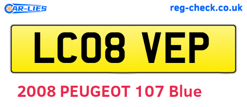 LC08VEP are the vehicle registration plates.