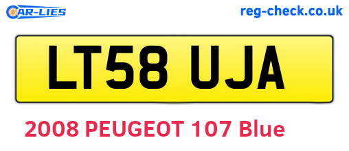 LT58UJA are the vehicle registration plates.