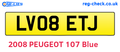 LV08ETJ are the vehicle registration plates.