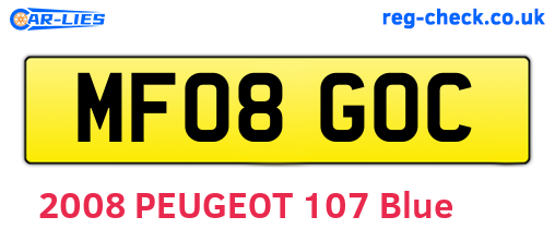 MF08GOC are the vehicle registration plates.