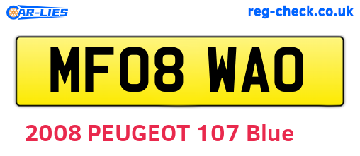 MF08WAO are the vehicle registration plates.