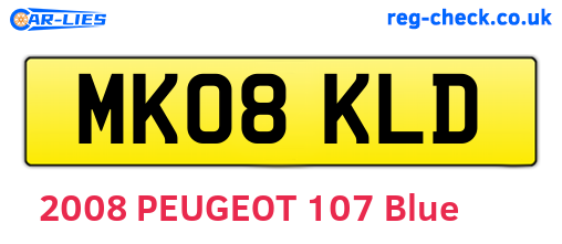 MK08KLD are the vehicle registration plates.