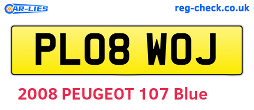 PL08WOJ are the vehicle registration plates.