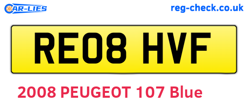 RE08HVF are the vehicle registration plates.