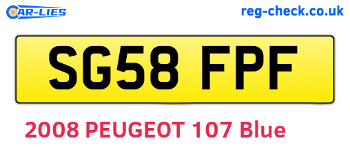 SG58FPF are the vehicle registration plates.