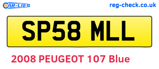 SP58MLL are the vehicle registration plates.