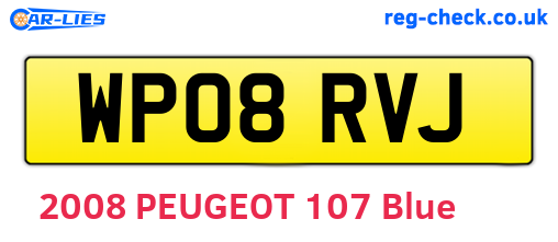 WP08RVJ are the vehicle registration plates.