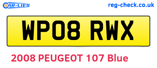 WP08RWX are the vehicle registration plates.