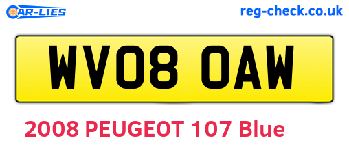 WV08OAW are the vehicle registration plates.
