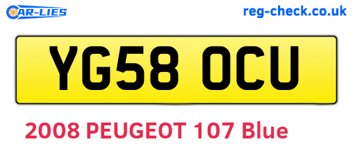YG58OCU are the vehicle registration plates.