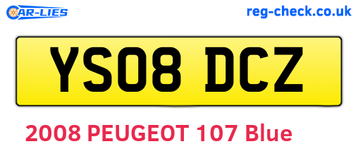 YS08DCZ are the vehicle registration plates.