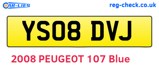 YS08DVJ are the vehicle registration plates.