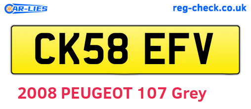CK58EFV are the vehicle registration plates.