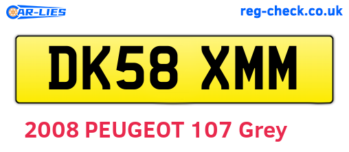 DK58XMM are the vehicle registration plates.