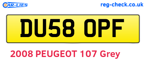DU58OPF are the vehicle registration plates.