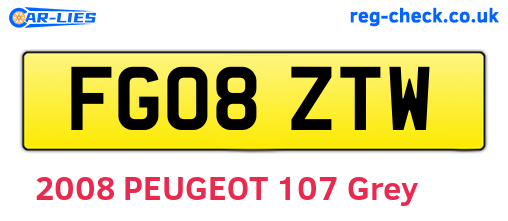 FG08ZTW are the vehicle registration plates.