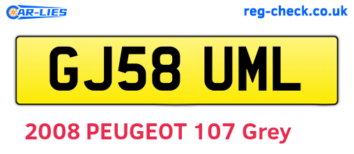 GJ58UML are the vehicle registration plates.