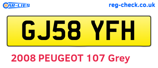 GJ58YFH are the vehicle registration plates.