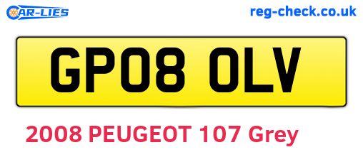 GP08OLV are the vehicle registration plates.