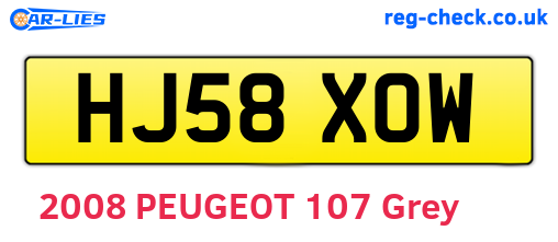 HJ58XOW are the vehicle registration plates.