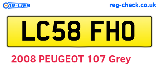 LC58FHO are the vehicle registration plates.