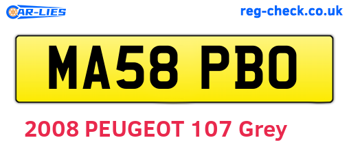MA58PBO are the vehicle registration plates.