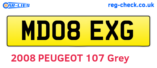 MD08EXG are the vehicle registration plates.
