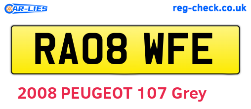 RA08WFE are the vehicle registration plates.