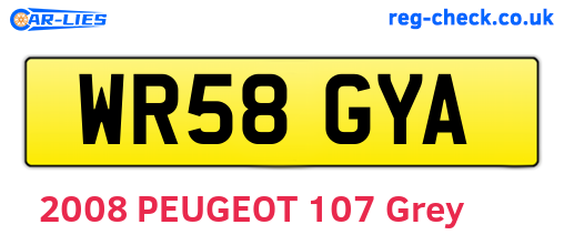 WR58GYA are the vehicle registration plates.