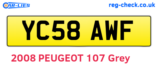 YC58AWF are the vehicle registration plates.