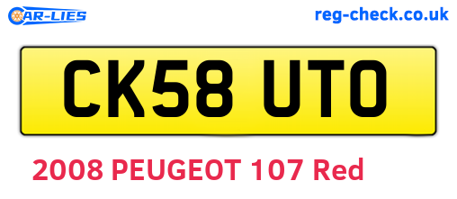 CK58UTO are the vehicle registration plates.